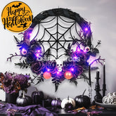 【In Stock】Halloween Decoration Spider Web Wreath Cosplay Prop